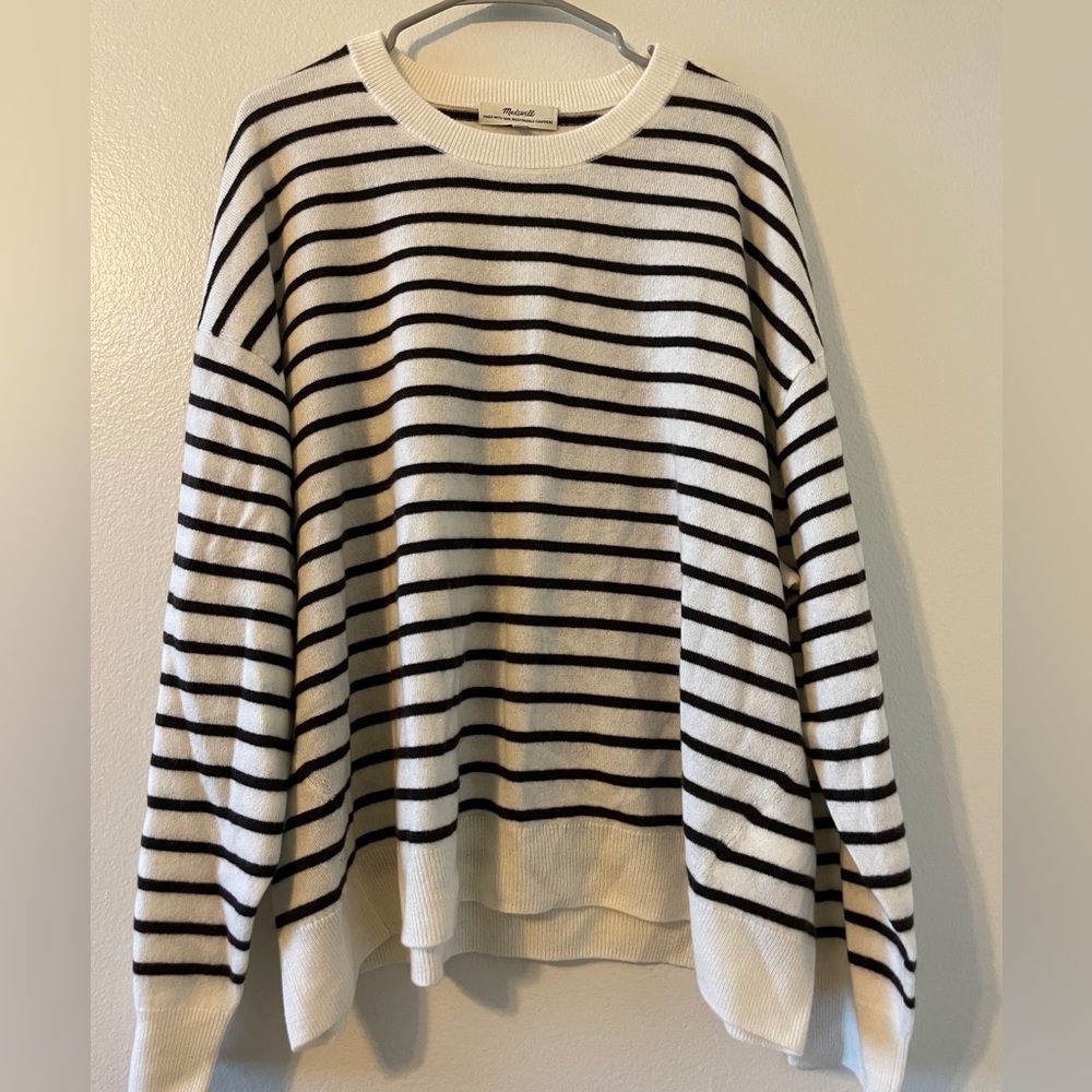 NWOT Madewell Plus (Re)sponsible Cashmere Relaxed Sweater in Stripe Plus 4x